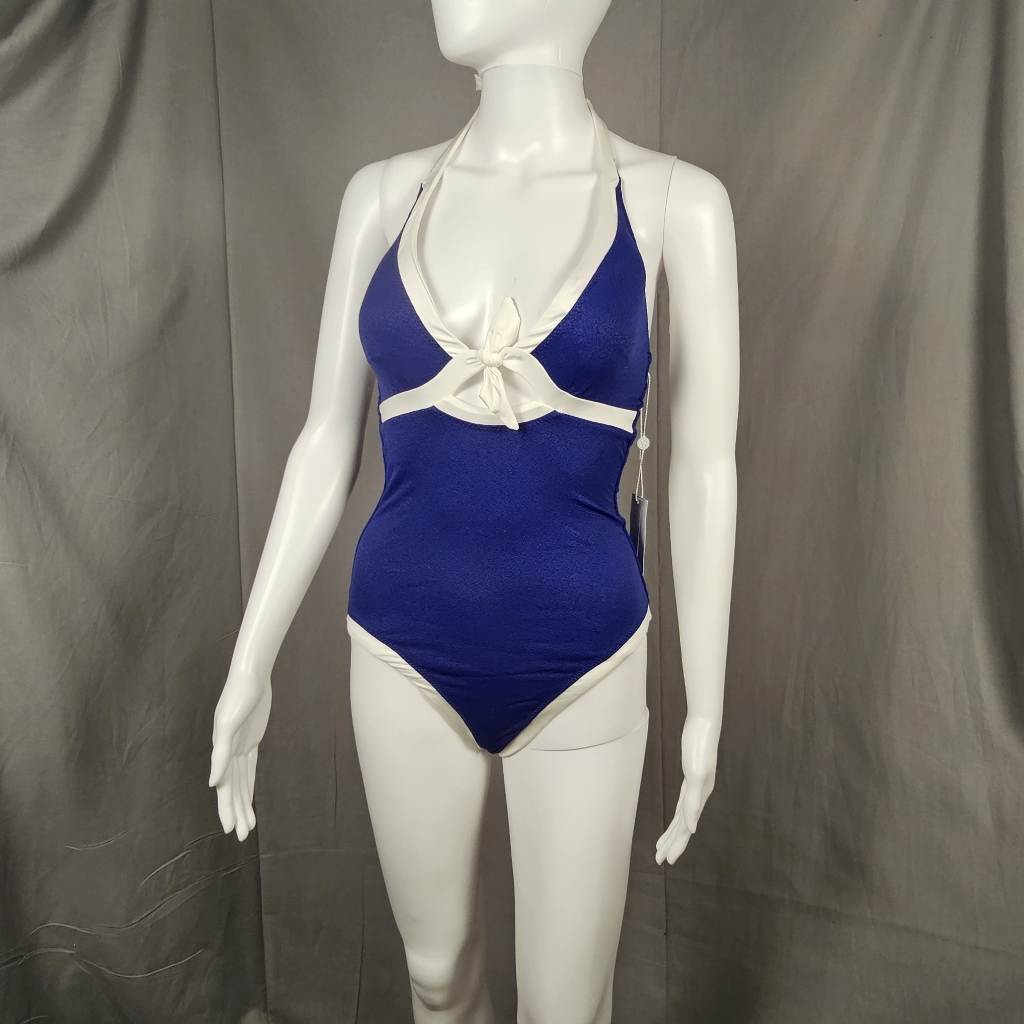 Trina Turk Standard Courtside One Piece Swimsuit In Blue, Size 6
